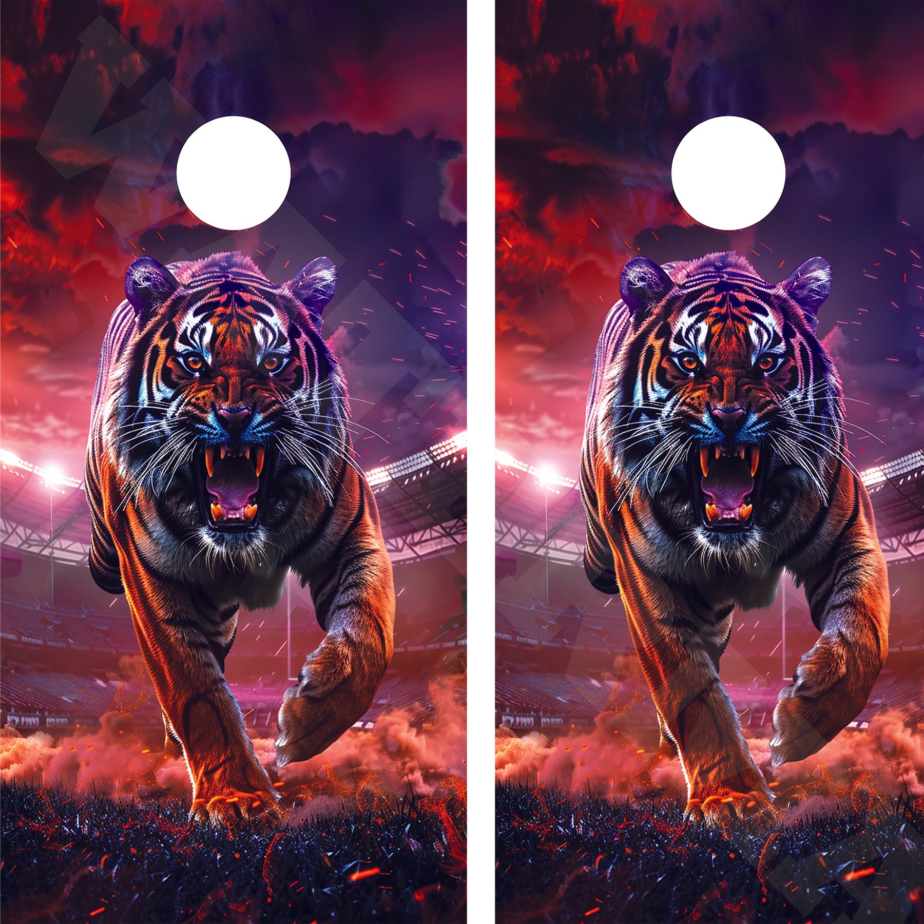 Clemson Tigers themed cornhole wraps