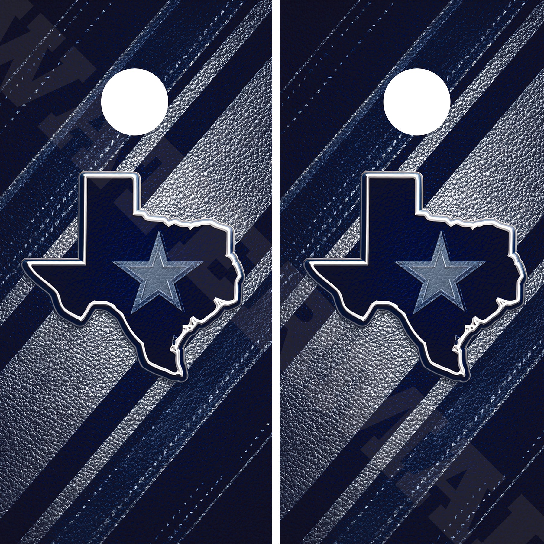 Cornhole wraps featuring a dallas cowboys theme