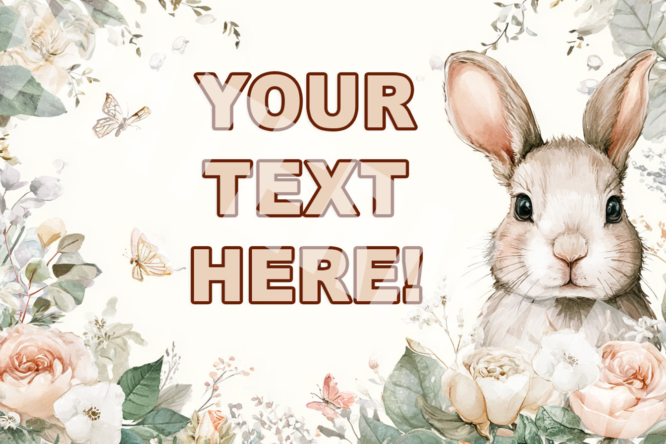 Floral design with a rabbit and custom text
