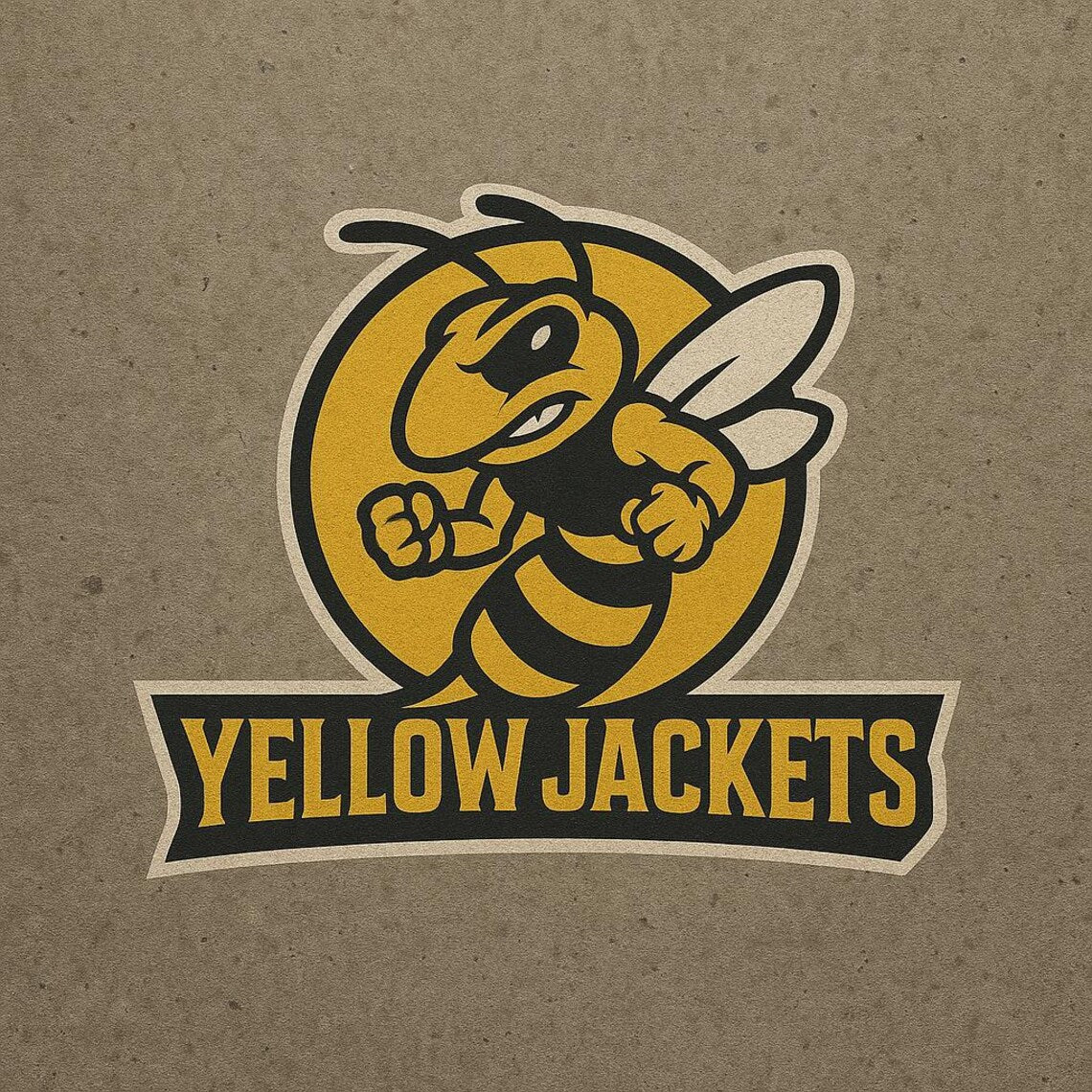 Yellow jackets logo on a floor decal