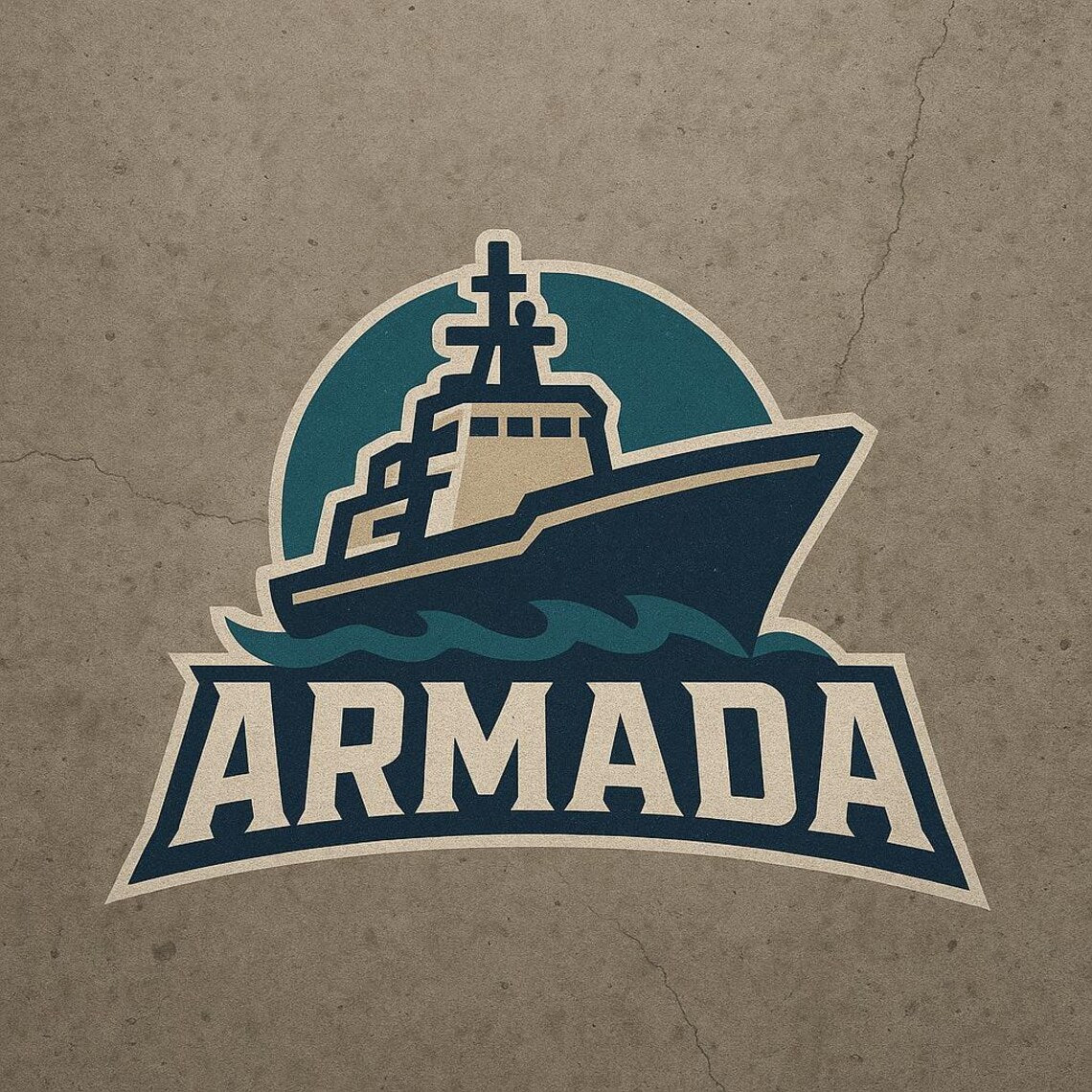 Logo of 'Armada' with a ship design on a floor decal