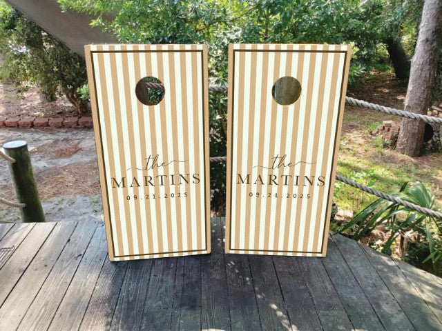 Two personalized wedding cornhole boards 