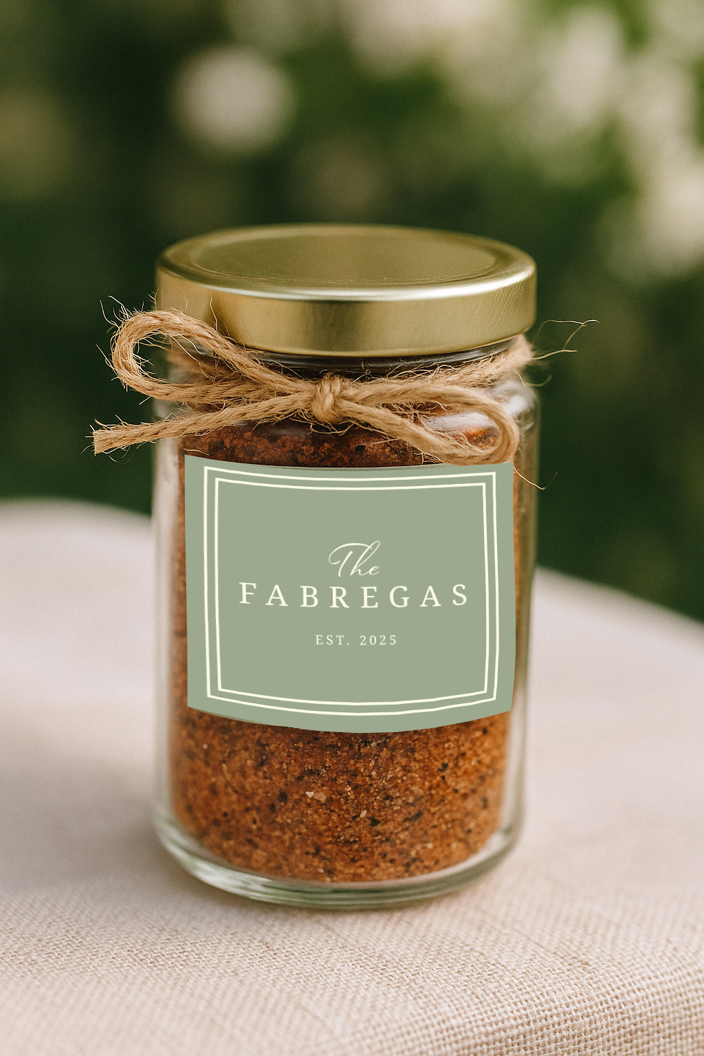 Personalized wedding sticker on glass candle jar, custom family name decal for wedding favors and table decor